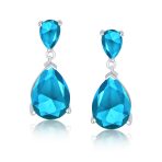 5CT Teardrop CZ Dangle Earrings Imitation Gemstone Silver - Image 4
