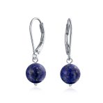 Simple Gemstone 8MM Drop Ball Earrings Secure Hinge Lever Back Sterling Silver - Image 5