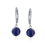 Simple Gemstone 8MM Drop Ball Earrings Secure Hinge Lever Back Sterling Silver - Image 21