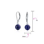 Simple Gemstone 8MM Drop Ball Earrings Secure Hinge Lever Back Sterling Silver - Image 69