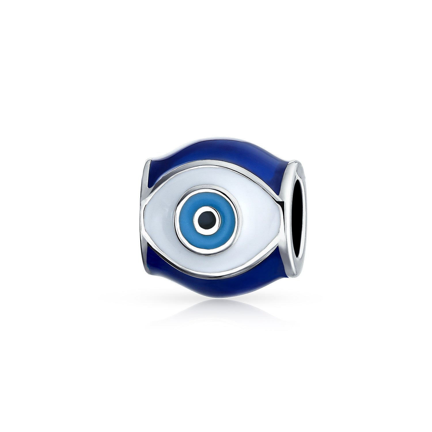 blue-evil-eye-bead-silver-bracelet_pbx-he-319_1 Blue Enamel Evil Eye Charm Bead Amulet Good Luck Silver - Image 1