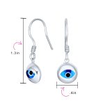 Turkish Blue Evil Eye Round Dangling Earrings .925Sterling Silver - Image 4
