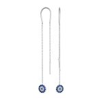 Blue Nazar Evil Eye Chandelier Earrings CZ Pave Silver