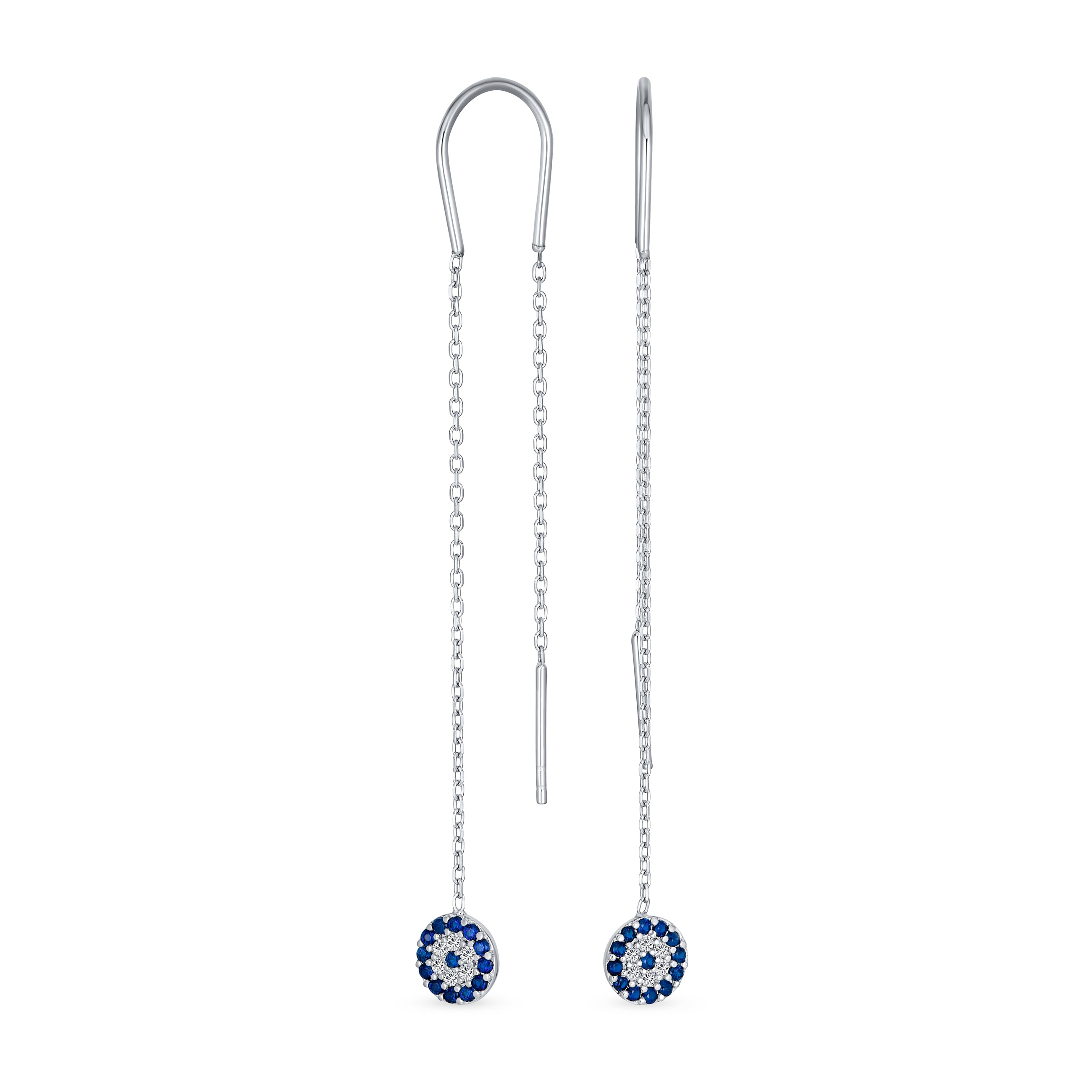 blue-evil-eye-earrings-silver-iy-oc5629s_01 Blue Nazar Evil Eye Chandelier Earrings CZ Pave Silver - Image 1