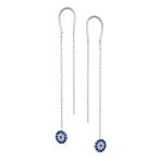 Blue Nazar Evil Eye Chandelier Earrings CZ Pave Silver - Image 2