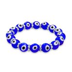 Colorful Turkish Glass Bead Evil Eye Stretch Bracelet with Crystal Spacers - Image 4