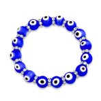 Colorful Turkish Glass Bead Evil Eye Stretch Bracelet with Crystal Spacers - Image 11