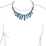 Blue Speckle Turquoise Bib Fan Statement Collar Choker Necklace Adjustable - Image 3