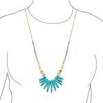 Blue Speckle Irregular Stone Bib Fan Statement Collar Necklaces Adjustable - Image 12