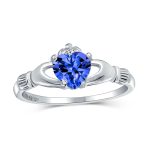 BFF Sister Statement Ring Blue Simulated Sapphire CZ Pave - Image 2