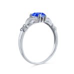 BFF Sister Statement Ring Blue Simulated Sapphire CZ Pave - Image 4