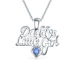 Inspirational Words 'Daddy's Little Girl' Opal Pendant Necklace Sterling Silver