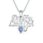 Inspirational Words 'Daddy's Little Girl' Opal Pendant Necklace Sterling Silver