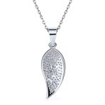 Blue Fire Opal Leaf Pendant Necklace in Sterling Silver - Image 3