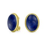 7CT Oval Cabochon Gemstones 17K Gold Plated Clip-On Earrings - Image 3