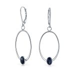 Geometric Boho Dangle Gemstone Earrings with Blue Lapis Lazuli Sterling Silver