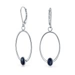 Geometric Boho Dangle Gemstone Earrings with Blue Lapis Lazuli Sterling Silver