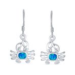 Tropical Blue Opal Dangle Gemstone Earrings Sterling Silver Crab Design - Image 2