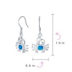Tropical Blue Opal Dangle Gemstone Earrings Sterling Silver Crab Design - Image 4