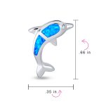 Hawaiian Created Blue Opal Inlay Nautical Dolphin Stud Earrings .925 Sterling Silver - Image 4