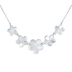 Statement Created Blue Opal Plumeria Hawaiian Flower Collar Necklace .925 Sterling Silver - Image 2