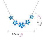 Statement Created Blue Opal Plumeria Hawaiian Flower Collar Necklace .925 Sterling Silver - Image 4