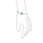 Nautical Starfish Blue Opal Bangle Bracelet in Polished Sterling Silver - Image 3