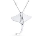 Nautical Ocean Blue Opal Stingray Pendant Necklace in Sterling Silver - Image 2