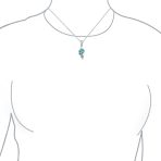 Vacation Blue Gemstone Opal Inlay Sea Shell Pendant Necklace Sterling Silver - Image 3