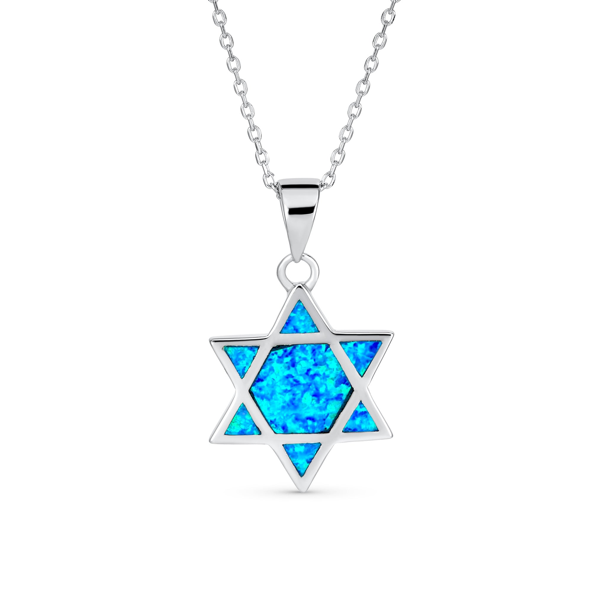 blue-opal-silver-star-of-david-necklace-scy-opp116_11 Hanukkah Magen Judaic Opal Star Of David Pendant Necklace in Sterling Silver - Image 1