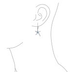 Blue Created Opal Starfish Dangle Gemstone Earrings Silver - Image 3