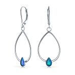 Boho Geometric Dangle Gemstone Earrings Abalone Accents - Image 2