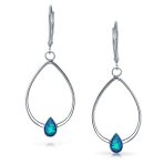 Boho Geometric Dangle Gemstone Earrings Abalone Accents - Image 4