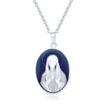 Our Lady Of Guadalupe Oval Virgin Mary Cameo Pendant Necklace Sterling Silver