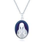 Our Lady Of Guadalupe Oval Virgin Mary Cameo Pendant Necklace Sterling Silver