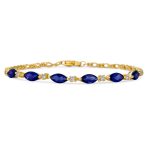 Oval Blue Sapphire Purple Amethyst & Zircon Alternating Tennis Bracelet Silver - Image 2