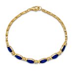 Oval Blue Sapphire Purple Amethyst & Zircon Alternating Tennis Bracelet Silver - Image 4