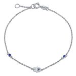 Spiritual Tiny Delicate Evil Eye Hamsa Hand Charm Bracelet .925 Sterling Silver