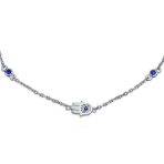 Spiritual Tiny Delicate Evil Eye Hamsa Hand Charm Bracelet .925 Sterling Silver - Image 2
