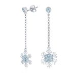 Winter Cubic Zirconia Snowflake Dangle Chandelier Earrings Sterling Silver - Image 2