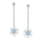 Winter Cubic Zirconia Snowflake Dangle Chandelier Earrings Sterling Silver - Image 4