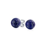 Classic 6MM Light Orange Coral Gemstone Drop Ball Earrings in Sterling Silver - Image 2