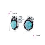 Native American Style Gemstone Bezel Leaf Rope Stud Earrings in Sterling Silver - Image 24