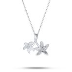Nautical Blue Opal Sea Turtle Starfish Pendant Necklace in Sterling Silver - Image 2