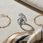 Spiritual Blue CZ Hamsa Evil Eye Wrap Bypass Statement Ring Silver Plated - Image 3