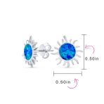 Iridescent Gemstone Sunburst Stud Earrings Blue Opal 14K Gold October Birthstone - Image 7
