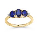 Past Present Future 3 Stone 2CTW Created Blue Sapphire Ring 10K Gold