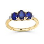 Past Present Future 3 Stone 2CTW Created Blue Sapphire Ring 10K Gold