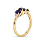 Past Present Future 3 Stone 2CTW Created Blue Sapphire Ring 10K Gold - Image 2