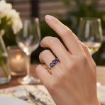 Past Present Future 3 Stone 2CTW Created Blue Sapphire Ring 10K Gold - Image 3